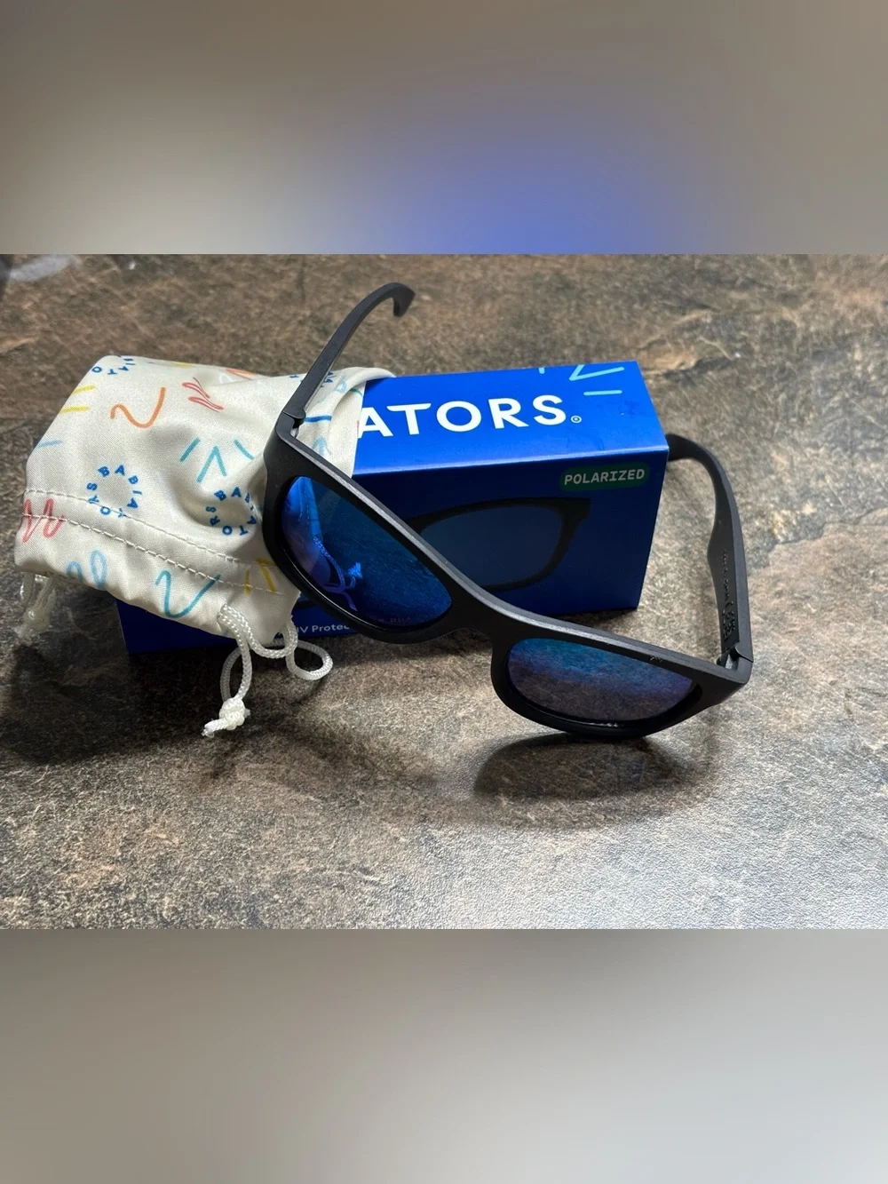 Babiators Polarized Sunglasses with Blue Mirror Lenses - Black Frame